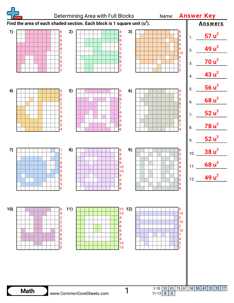 Area & Perimeter Worksheets - Blocks (Whole) worksheet