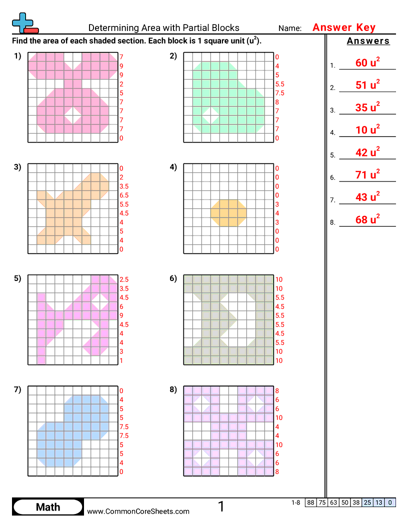Area & Perimeter Worksheets - Blocks (Partial) worksheet