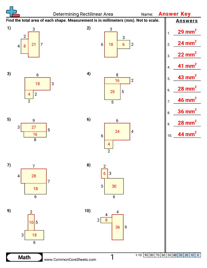 3md7d Worksheets - Rectilinear Area worksheet