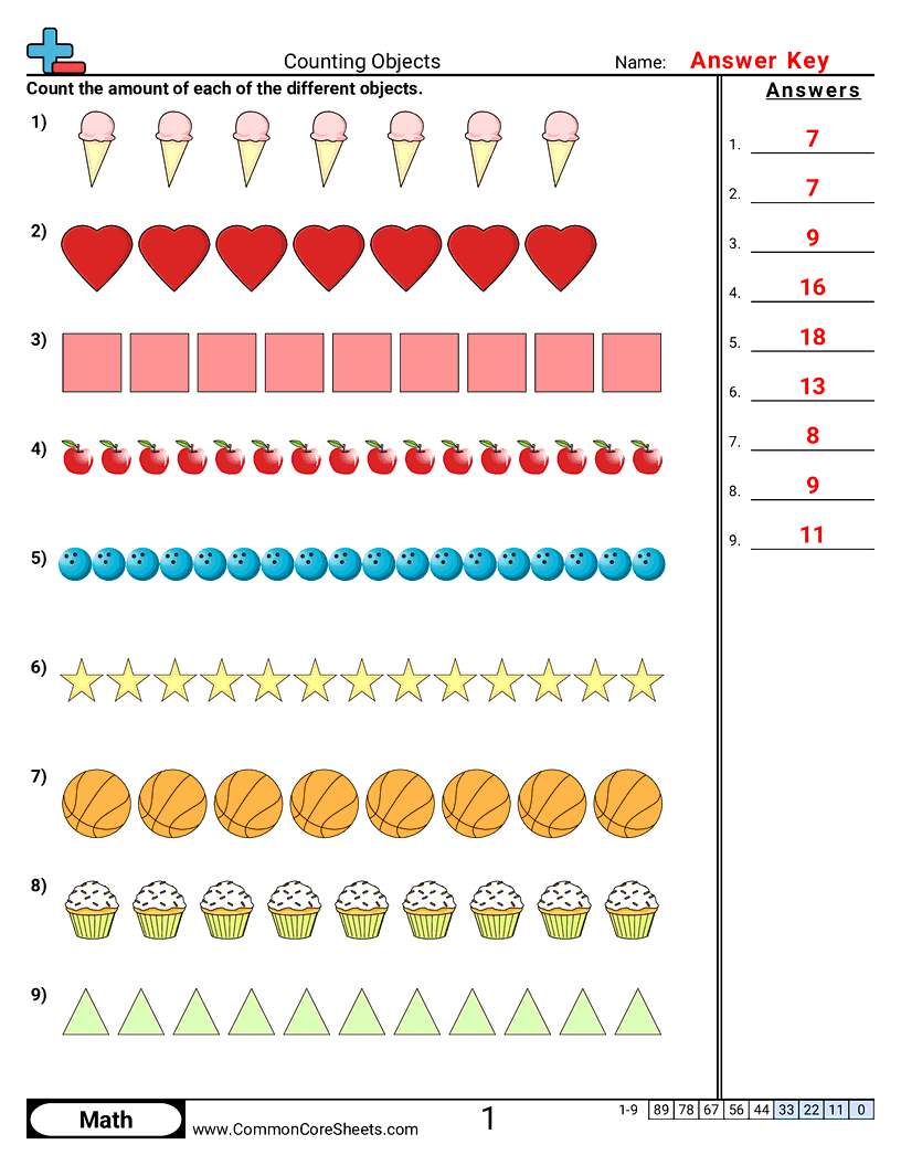 Counting Worksheets - Counting Rows worksheet