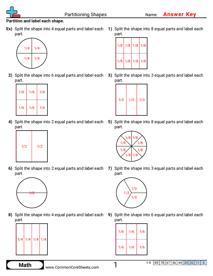 Fraction Worksheets - partitioning-shapes worksheet
