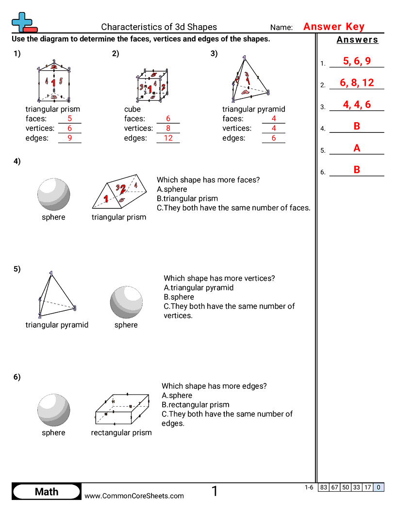 Shapes Worksheets - characteristics-of-3d-shapes worksheet