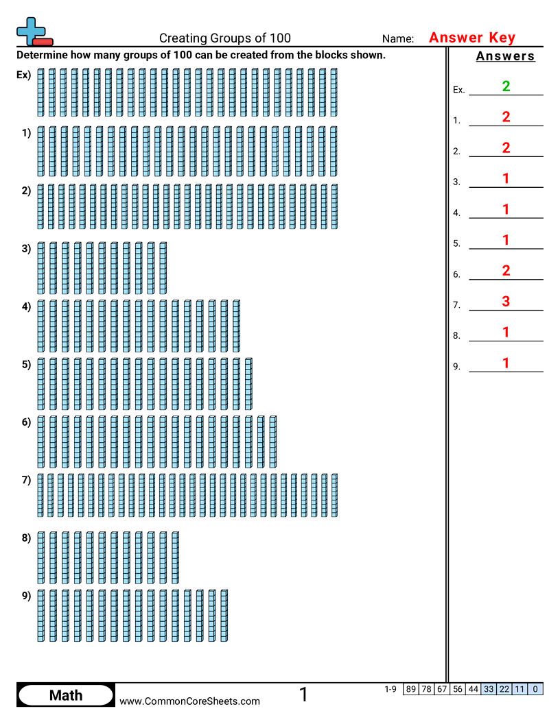Value & Place Value Worksheets - Creating Groups of 100 worksheet