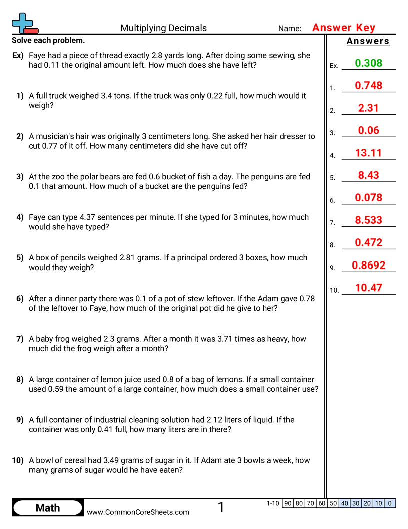 multiplying dividing decimals Worksheets - multiplying-decimals-word worksheet