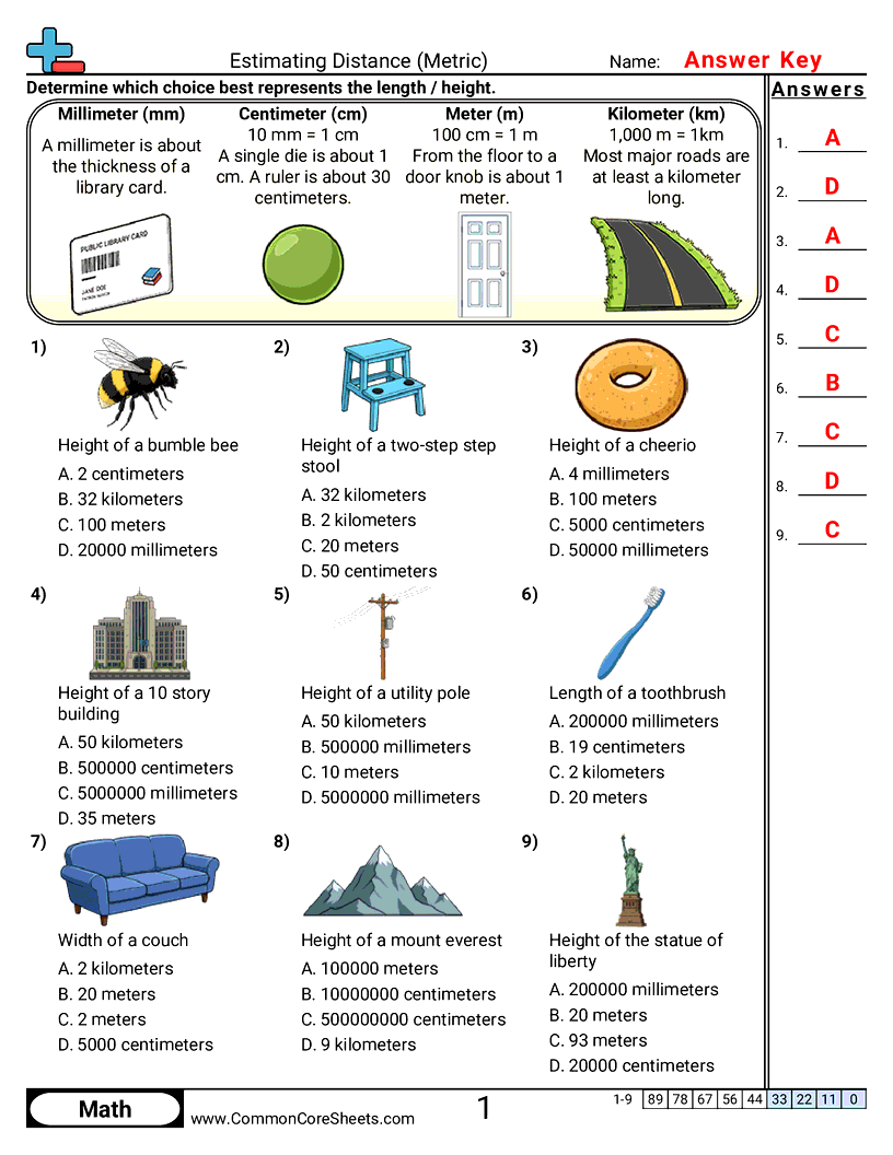 4th Grade Measurement Worksheets - estimating-length-metric worksheet