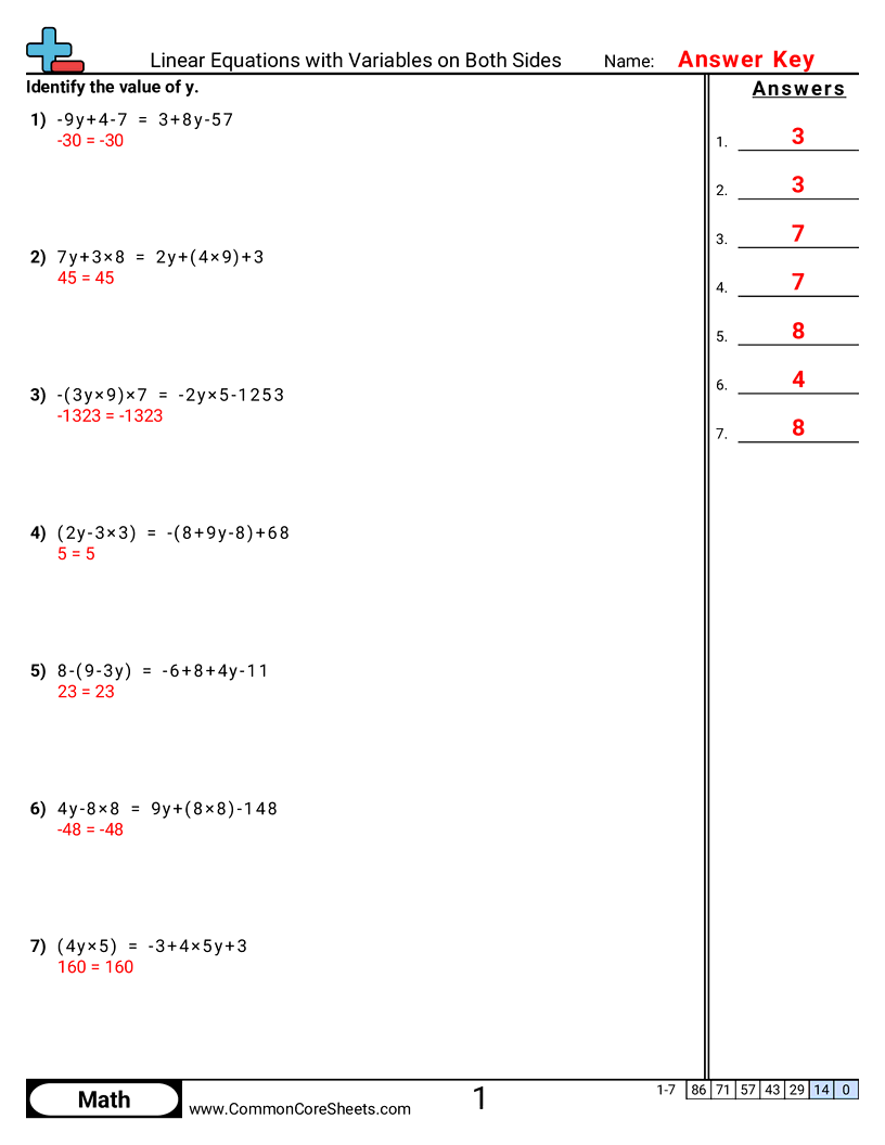 8ee7b Worksheets - linear-equations-with-variables-on-both-sides worksheet